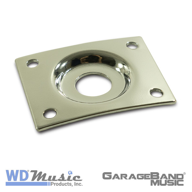 WD Music Rectangular Guitar Jack Plate, Chrome, JPR4C