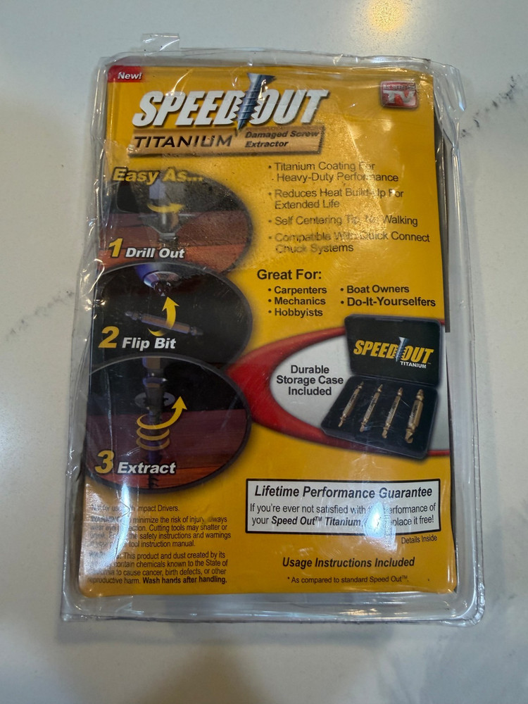 Speed Out Titanium 4PC Damaged Screw Extractor Set