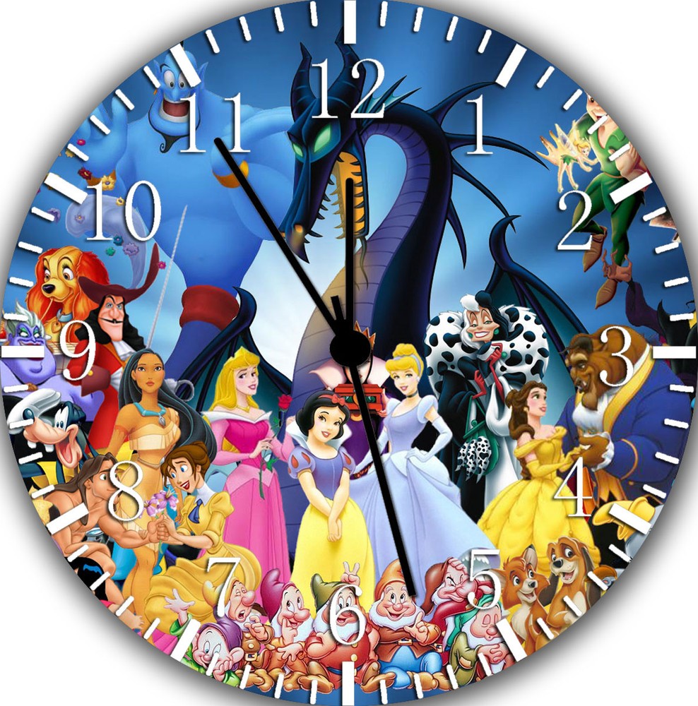All Disney Characters Frameless Borderless Wall Clock Nice For Gifts Decor W174