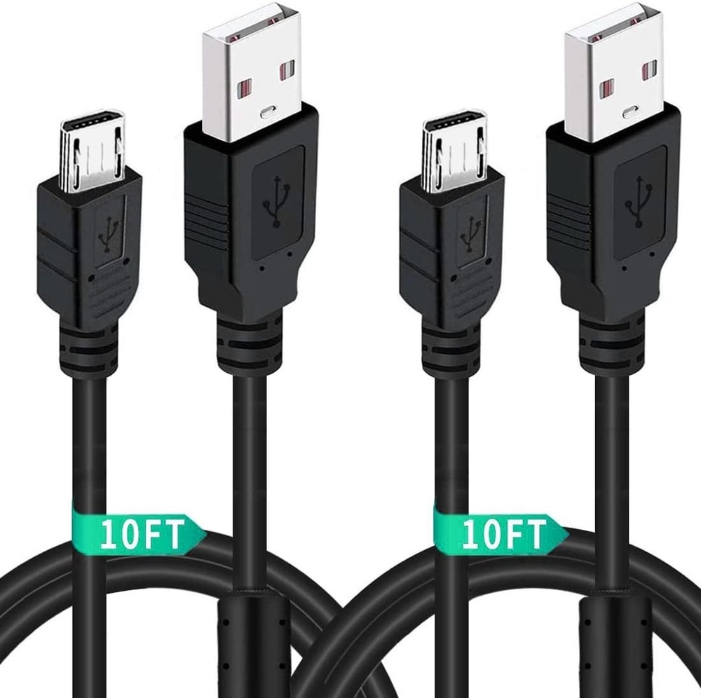 2 Pack 10FT PS4 DualShock 4 Controller Charger Charging Cable with Magnetic Ring