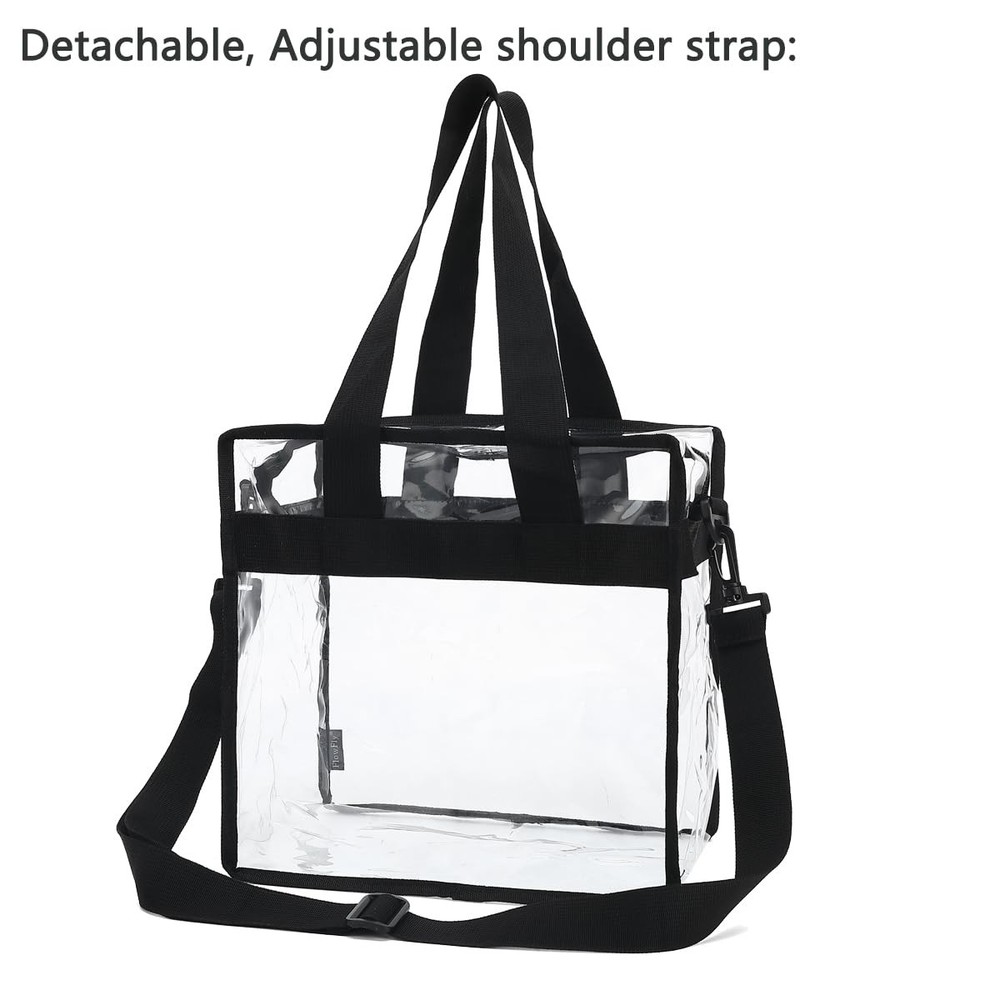 Lunch Bag Small Clear Work See through Plastic Box Adjustable Strap Bag Reusable