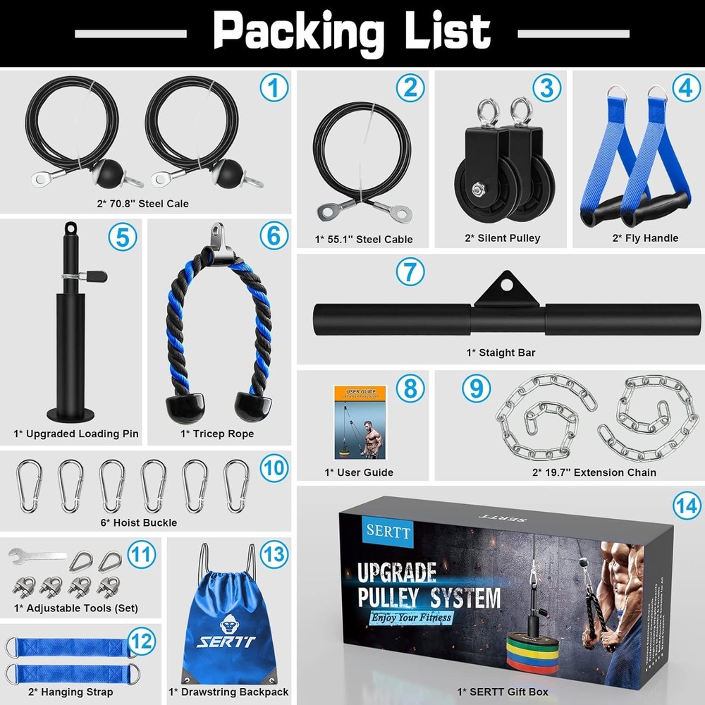 Weight Cable Pulley System Gym LAT Pull Down Home Workout