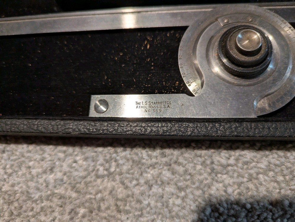 Starrett 359 Precision Universal Bevel Vernier Protractor + Case Machinist Tool
