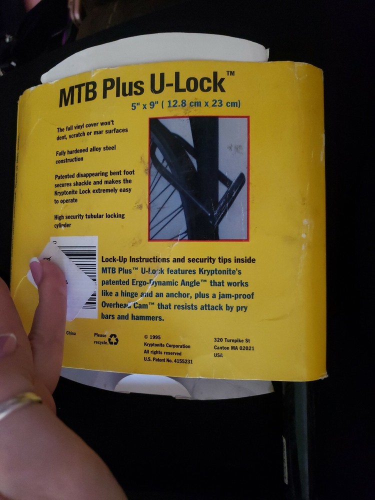 BIKE LOCK Kryptonite MBT 5" x 9"  Solid steel kuff Ergo Dynamic Angle Jam Proof