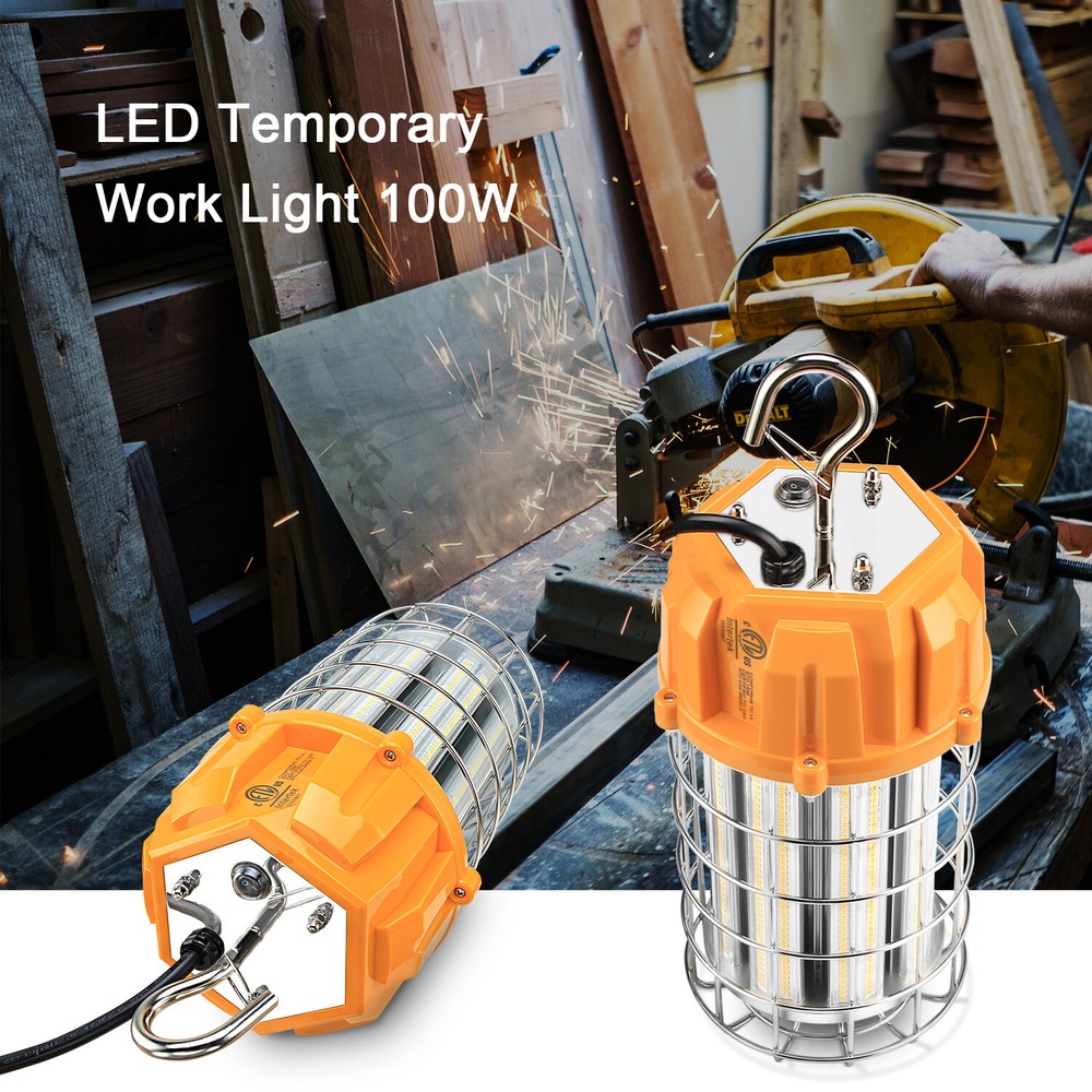100W LED Temporary Work Light Fixture Construction Drop Light 5000K IP65 14500lm
