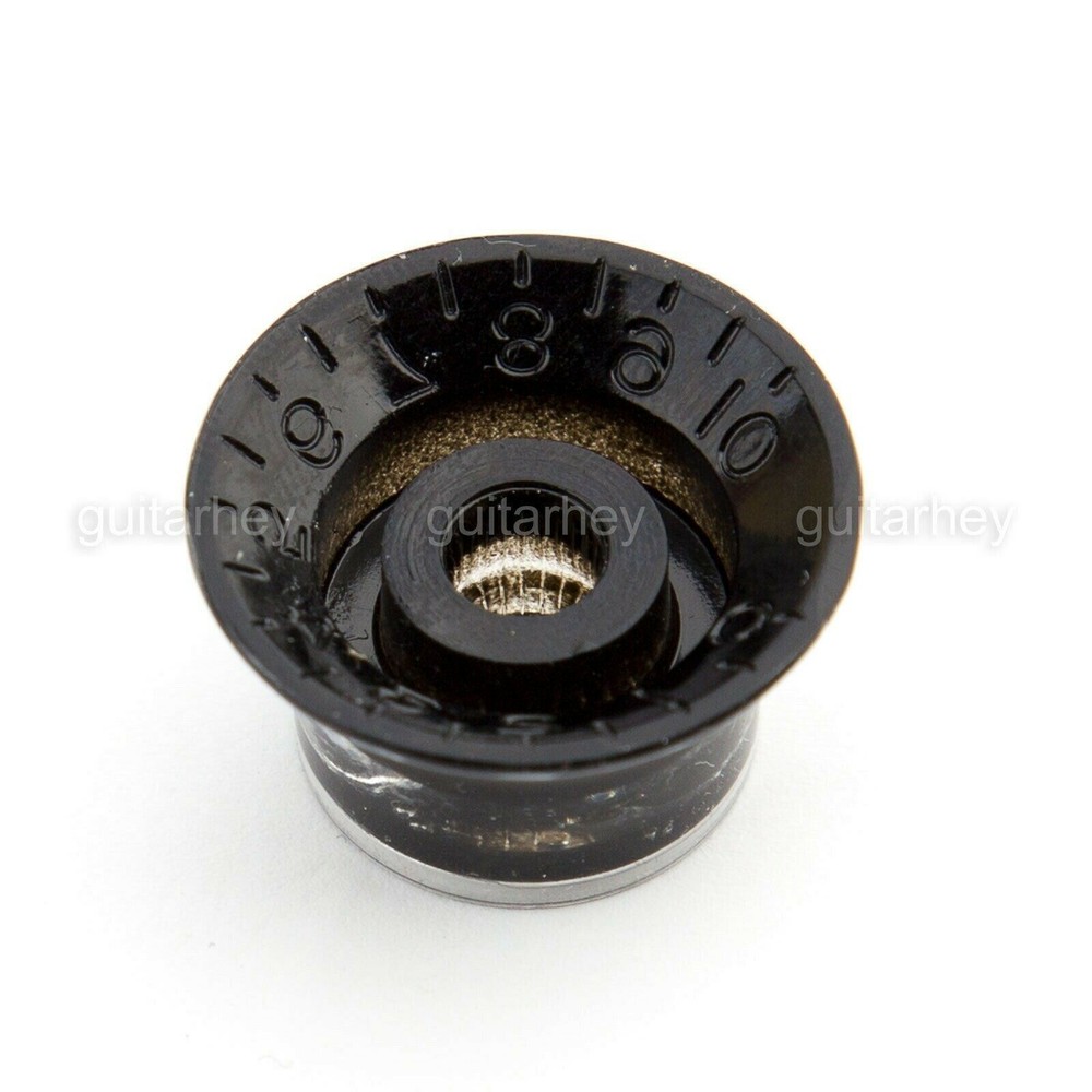 NEW Set 4 BLACK Bell Top Hat KNOBS Silver Reflector for Gibson 1/4" Tone Volume