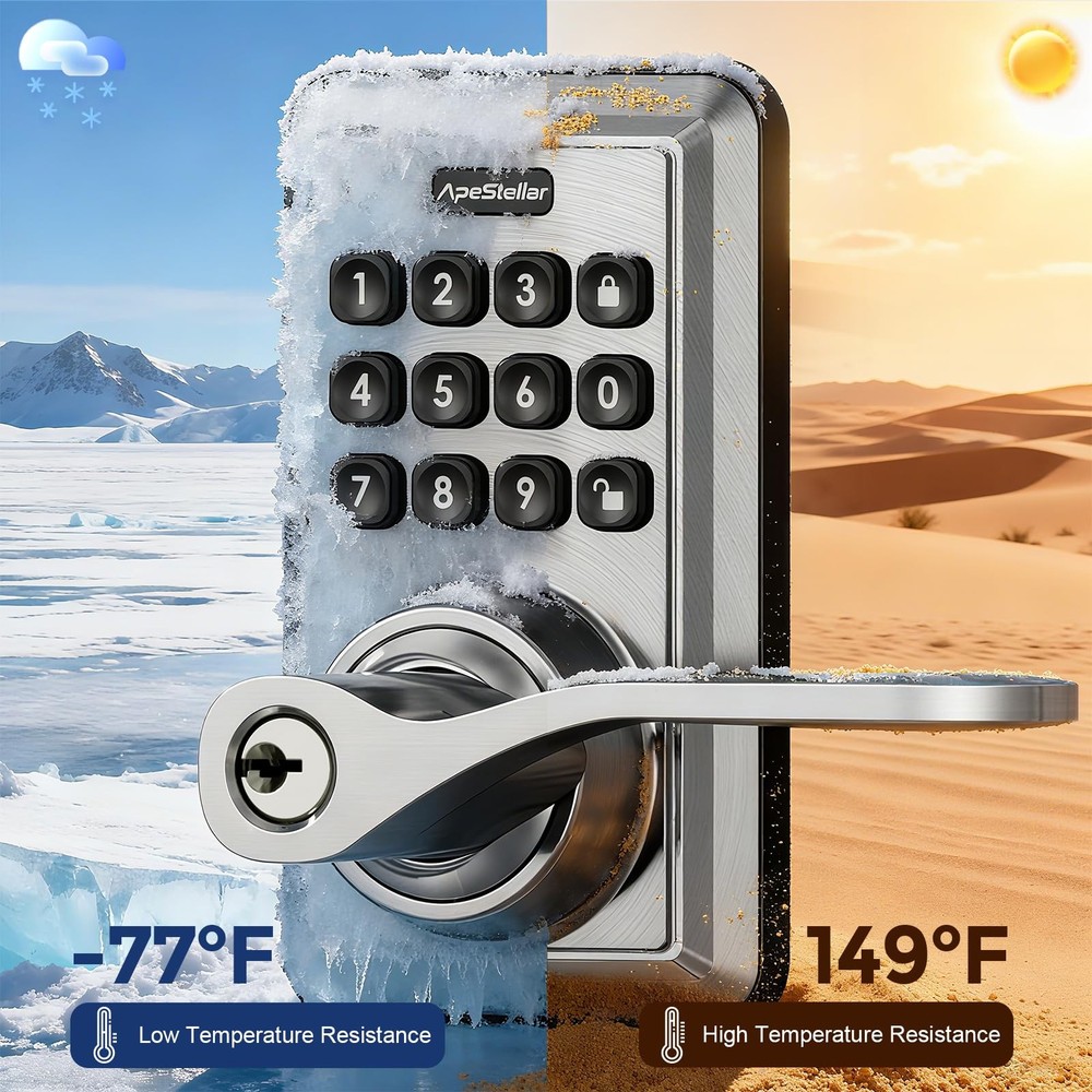 Door Lever with Keypad- Keyless Entry Door Lock with Handle -Code Door Lock- ...