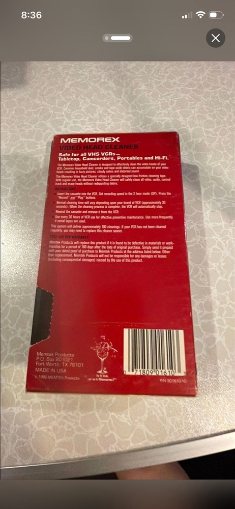 VHS Head Cleaner. Dry Process. [May Vary In Brand]