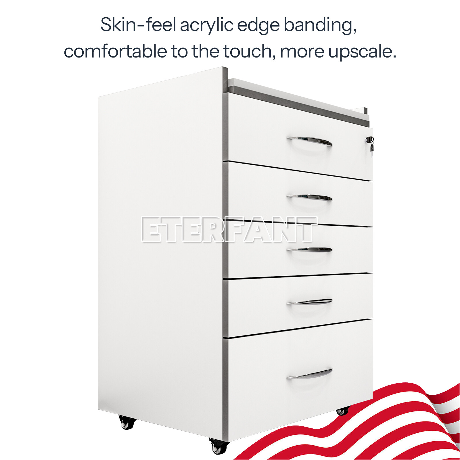 5 Drawers Dental Medical Trolley Cart Acrylic Mobile Wooden Cabinet Rolling Cart