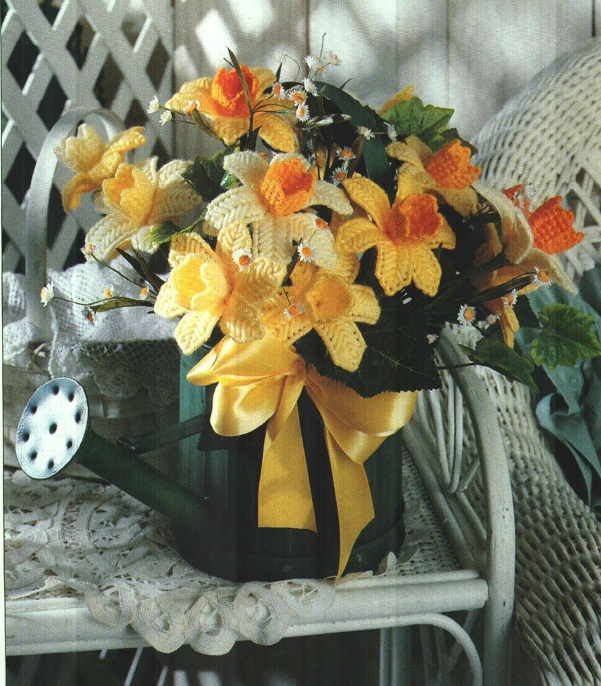 DELIGHTFUL DAFFODILS FLOWERS HOME DECOR PLASTIC CANVAS PATTERN INSTRUCTIONS