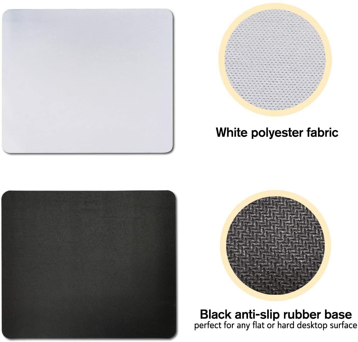 Bulk A-SUB Sublimation Blank Mouse Pad White 66 Ct 3mm Gaming Mousepad 9.4"x7.9"