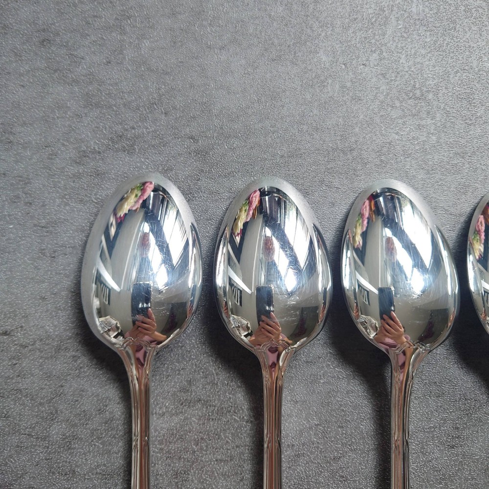 Christofle Rubans Coffee Spoon 6pcs Silverplate Flatware Excellent