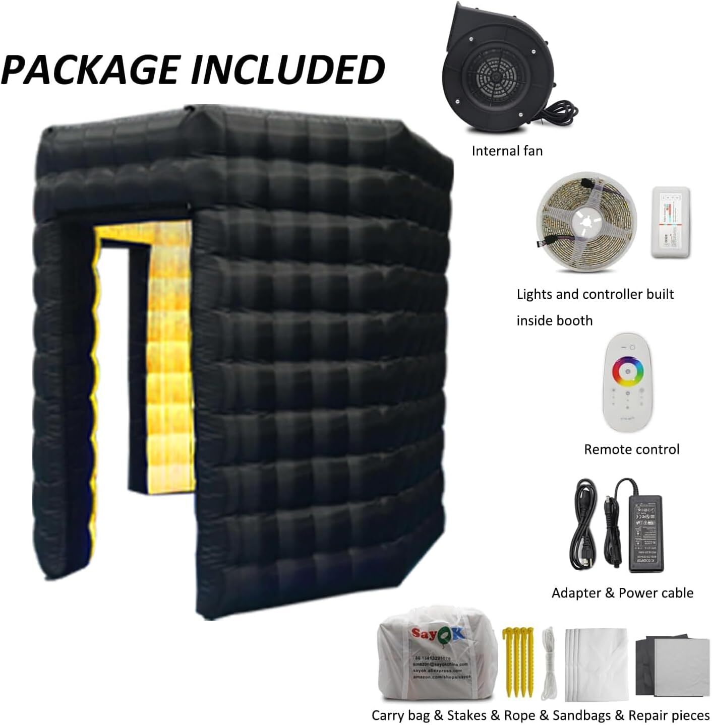 Inflatable Octagonal Photo Booth Enclosure 2 Doors W/LED Light & Blower for Bars