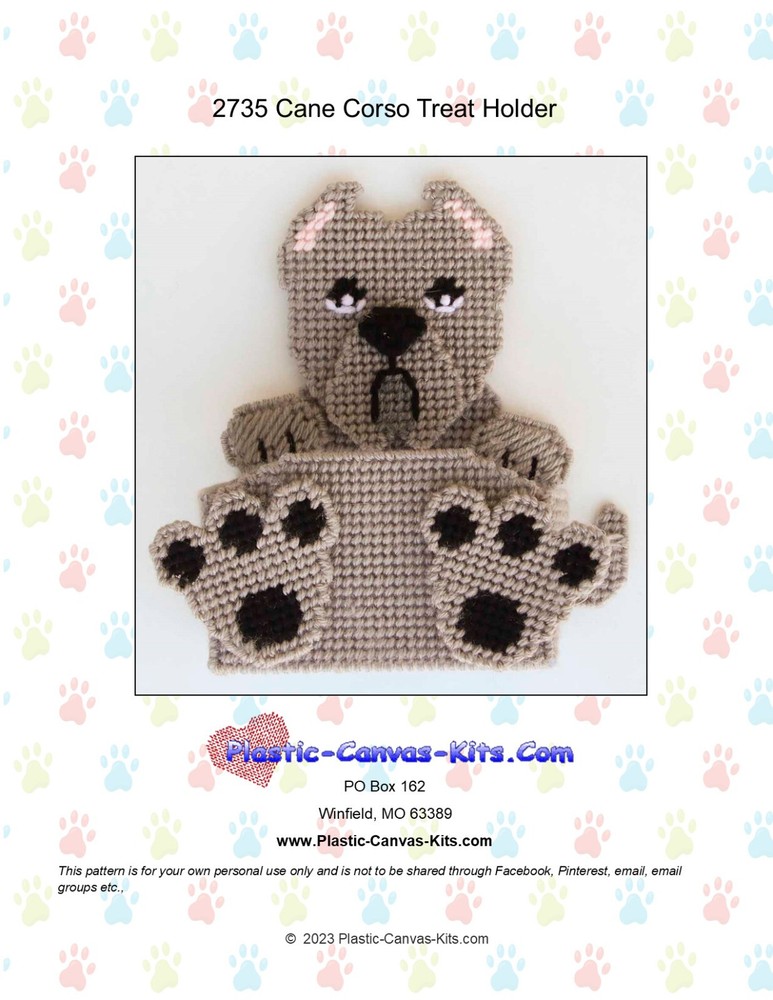 Cane Corso Treat Holder- Plastic Canvas Pattern or Kit