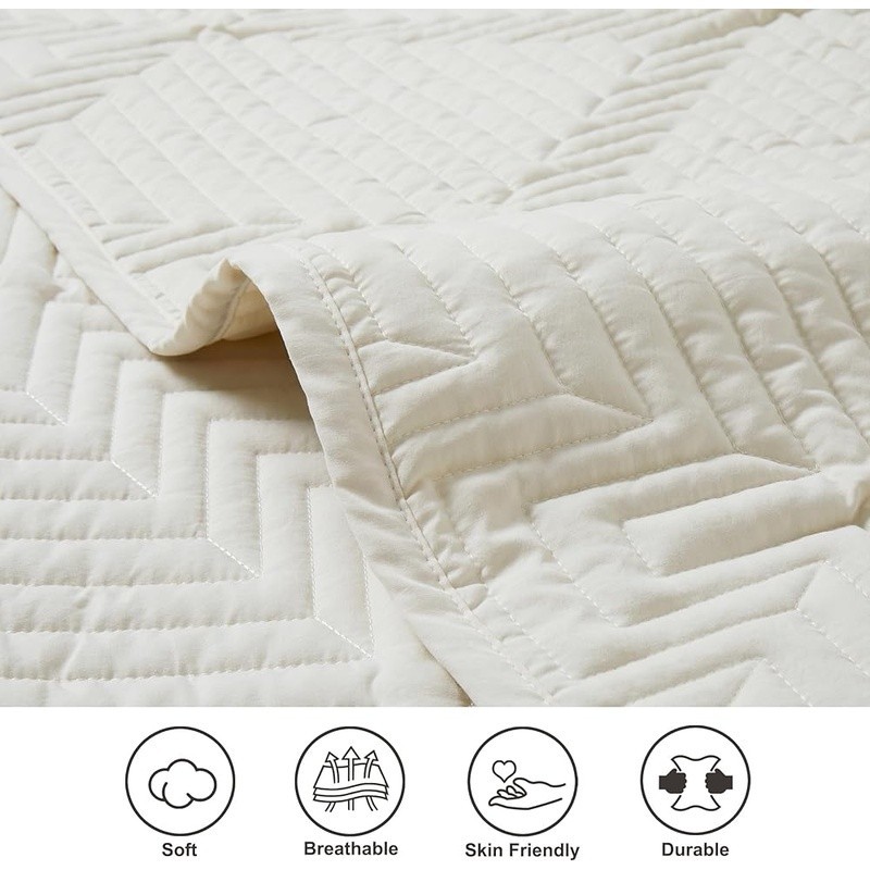 Queen Bedspread Set Modern Quilted Microfiber Comforter Durable Pet Friendly New