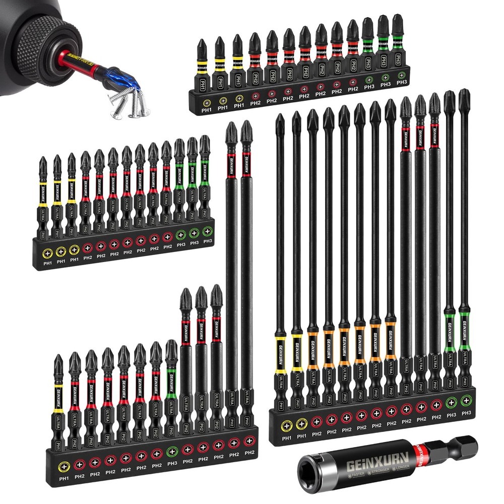 52pcs Impact #1#2#3 Phillipes Screwdriver Bits Set, 1” 53pcs-Mix-PH