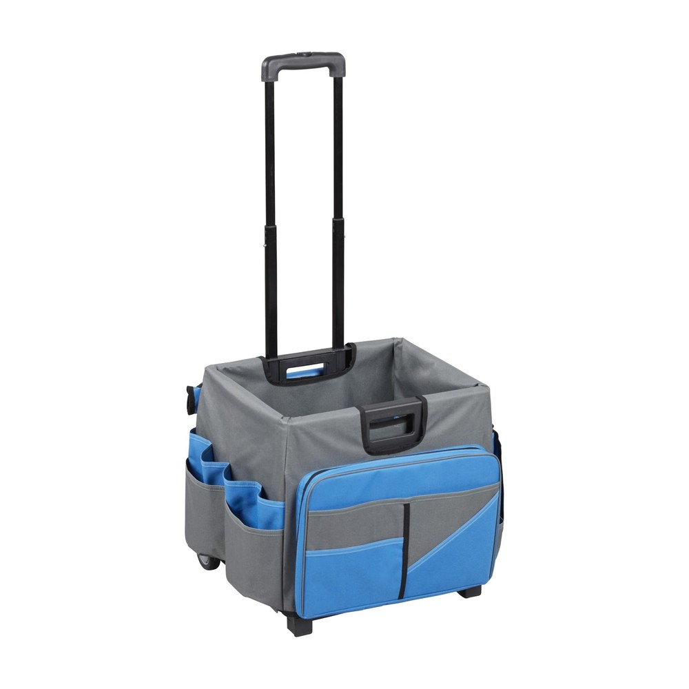 Universal Rolling Cart with Canvas Organizer Bag, Mobile Storage, Blue/Grey