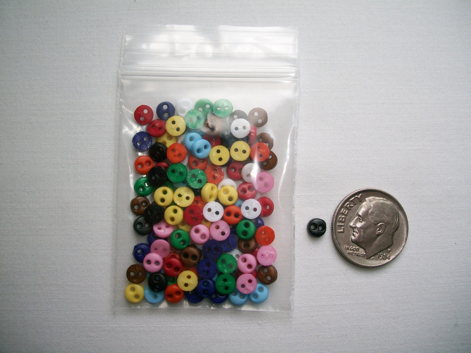 25, 50, 100 ct Micro Mini 4 mm 2 Hole Flat Buttons (Crafts, Doll Clothes, Cards)