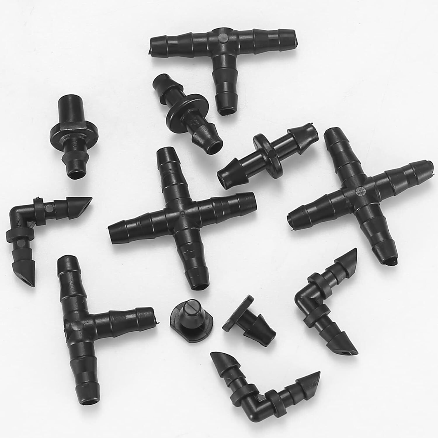 300 Pcs Irrigation Fittings Kit, Drip Irrigation Barbed Connectors 1/4'' Tubing