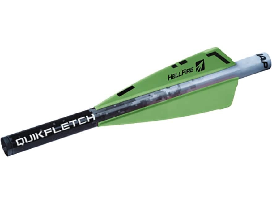 Quikfletch Hellfire Stabilizing Fletching - White/Green 3" Vane
