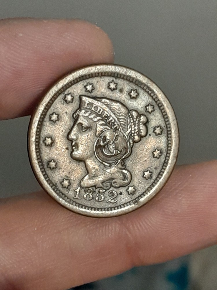 1852 Braided Hair Large Cent (Obverse Damage) #2