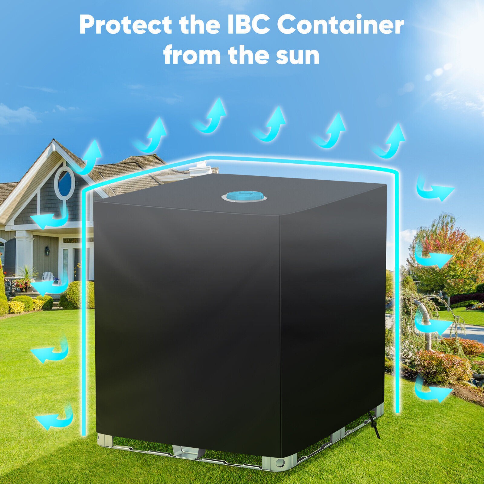 275 Gallon IBC Tote Cover Sunshade Water Proof Protector Hood 1000 L Garden Tank