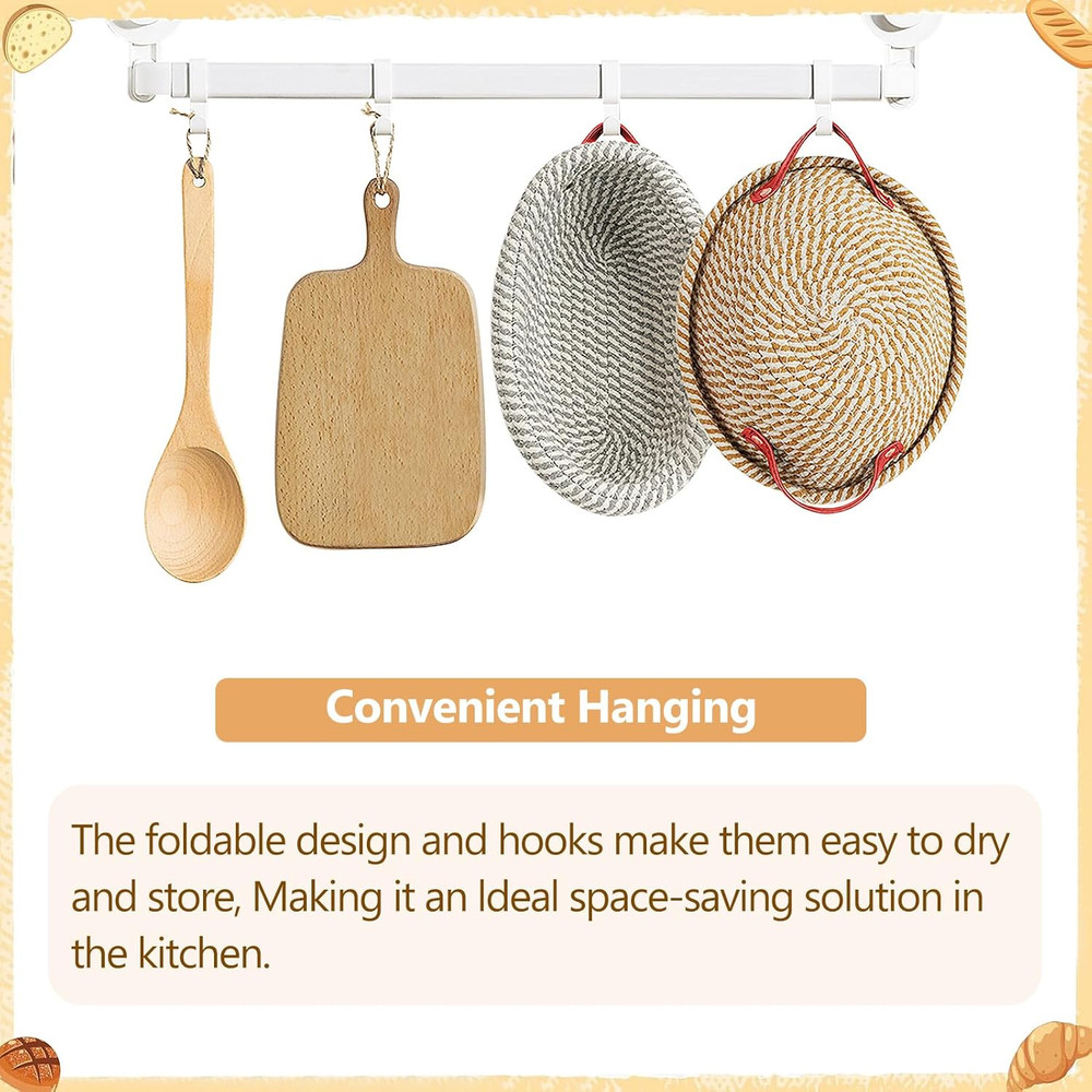 Banneton Bread Proofing Basket Set, Oval & round Bread Baskets with Liners & Cov