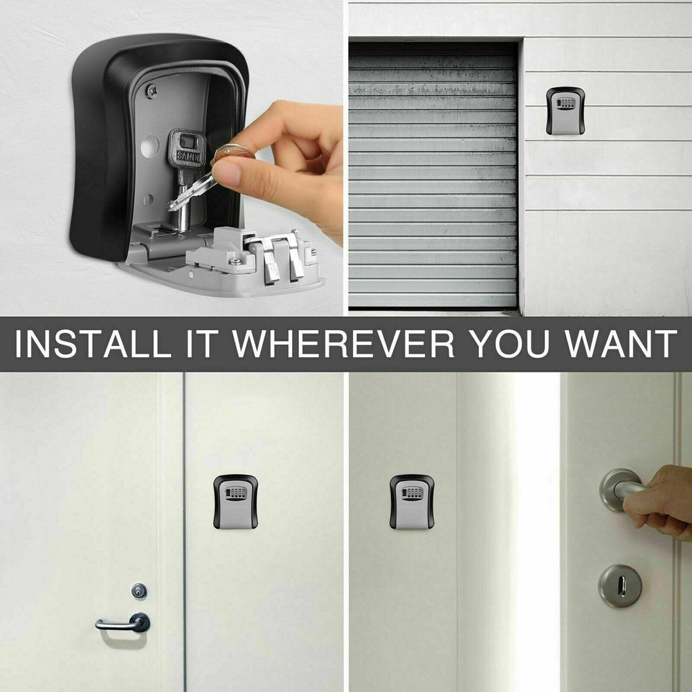 Key Safe Box 4 Digit Wall Mounted Outdoor High Security Code Lock Storage Home