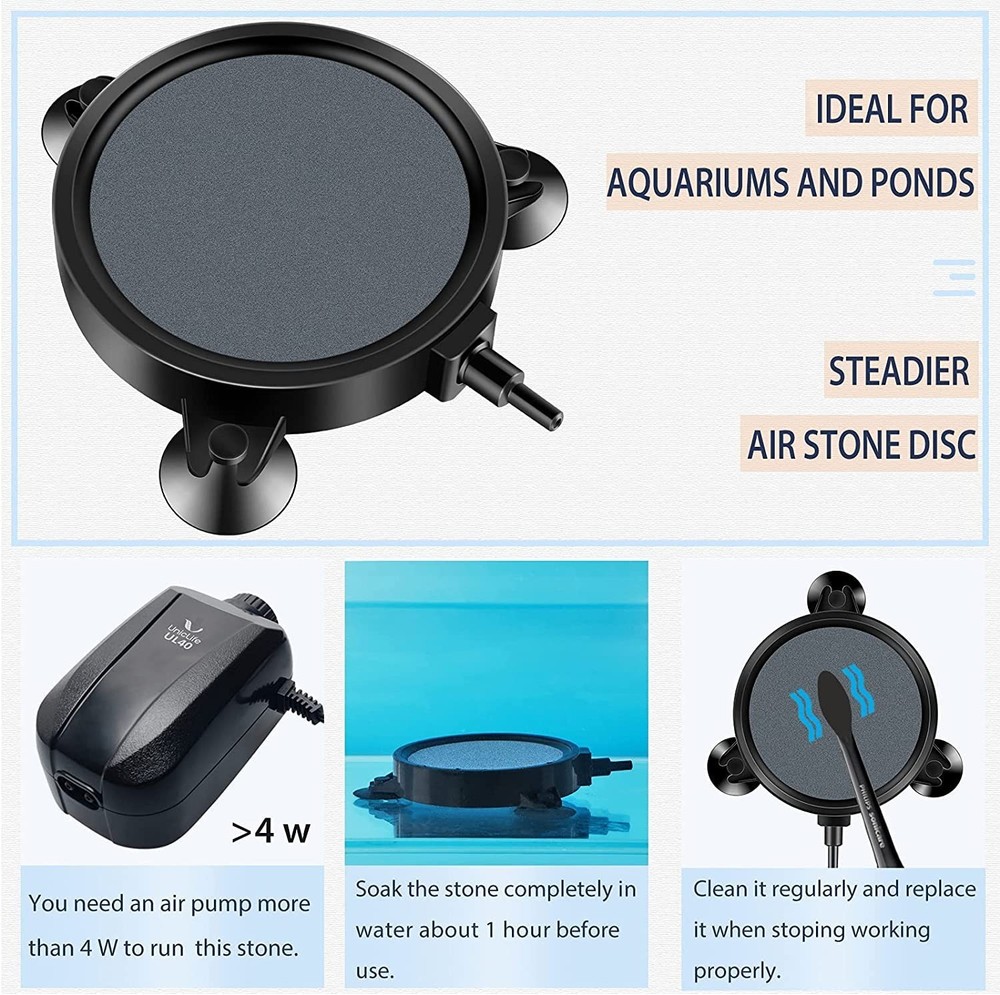 Pawfly Aquarium 4 Inch Air Stone Disc Bubble Diffuser Release Tool for Black
