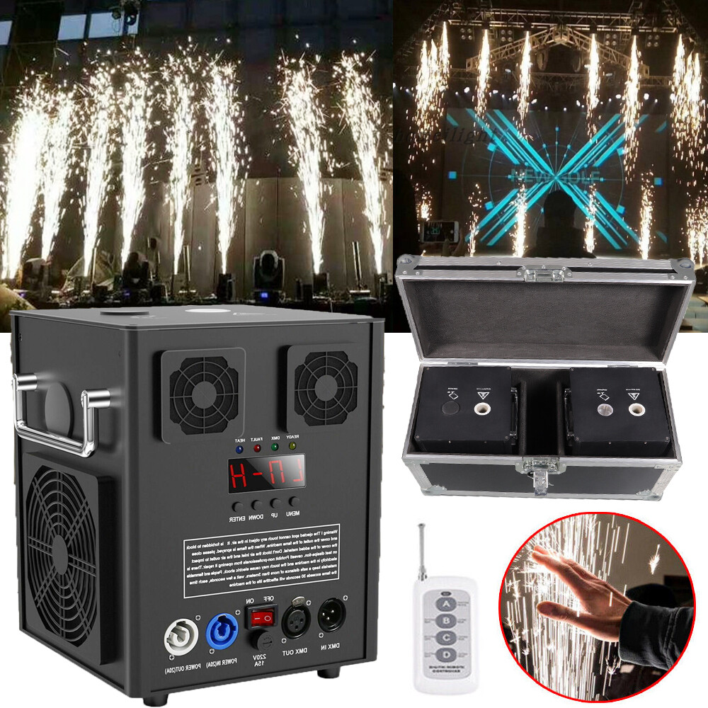 700W Cold Spark Firework Machine Stage Effect Wedding DJ Party DMX w/Flight Case