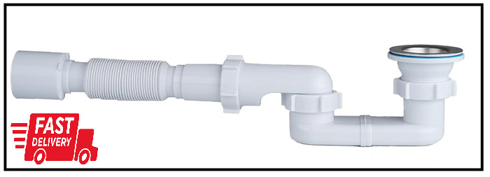 Bath Shower Drain Low Profile p Trap 1 1/2" Flat Kit for White