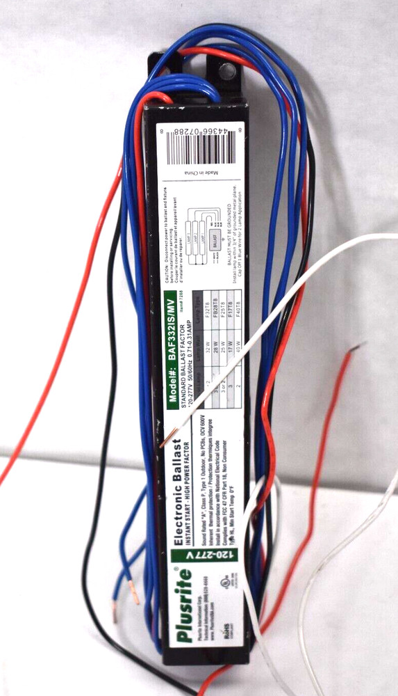 Plusrite Electronic Ballast Standard Instant Start High Power BAF332IS/MV