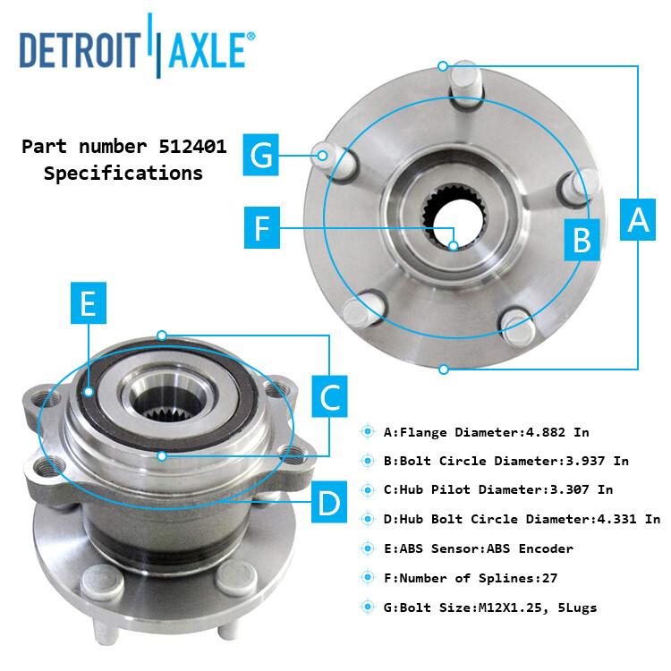 Rear Wheel Bearing and Hubs for Subaru Outback Forester Legacy Impreza Crosstrek