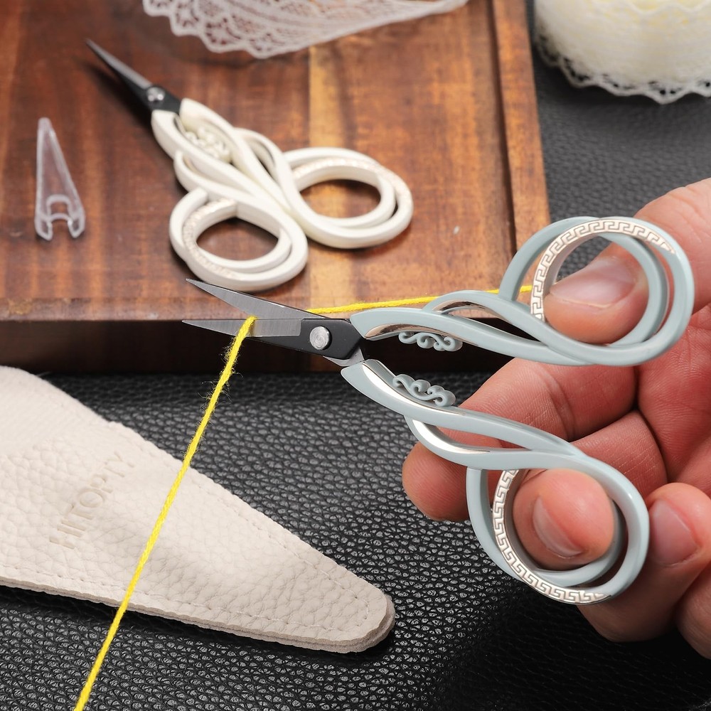 Small Sharp Scissors Pointed Tip Sewing Scissor with Case for Craft Embroider...