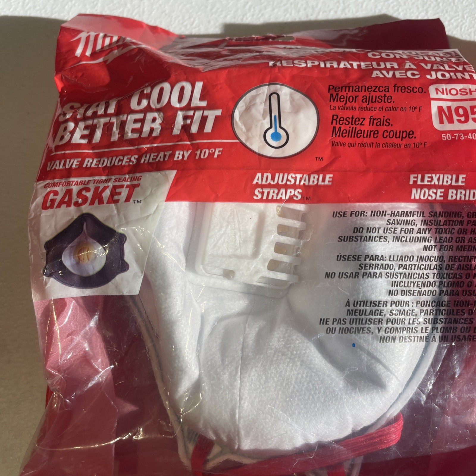 4 NEW MILWAUKEE VALVED RESPIRATOR MASKS W/ GASKETS # 48-73-4001