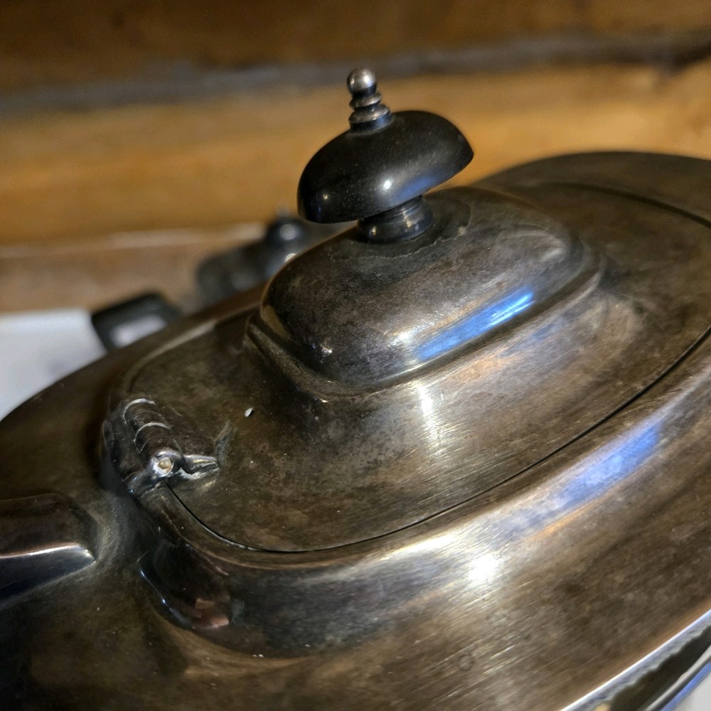 Hecworth Scheffield Tea Coffee Set Silverplate Brutalist Gothic Aged Patina 5 Pc