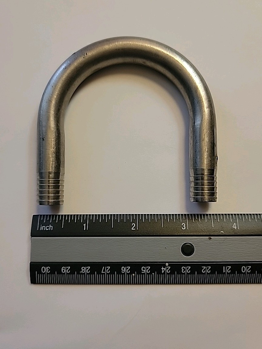 1/2 Stainless Steel U-Bend Barb Fitting, Fits 1/2" ID Tubing, 4-pack