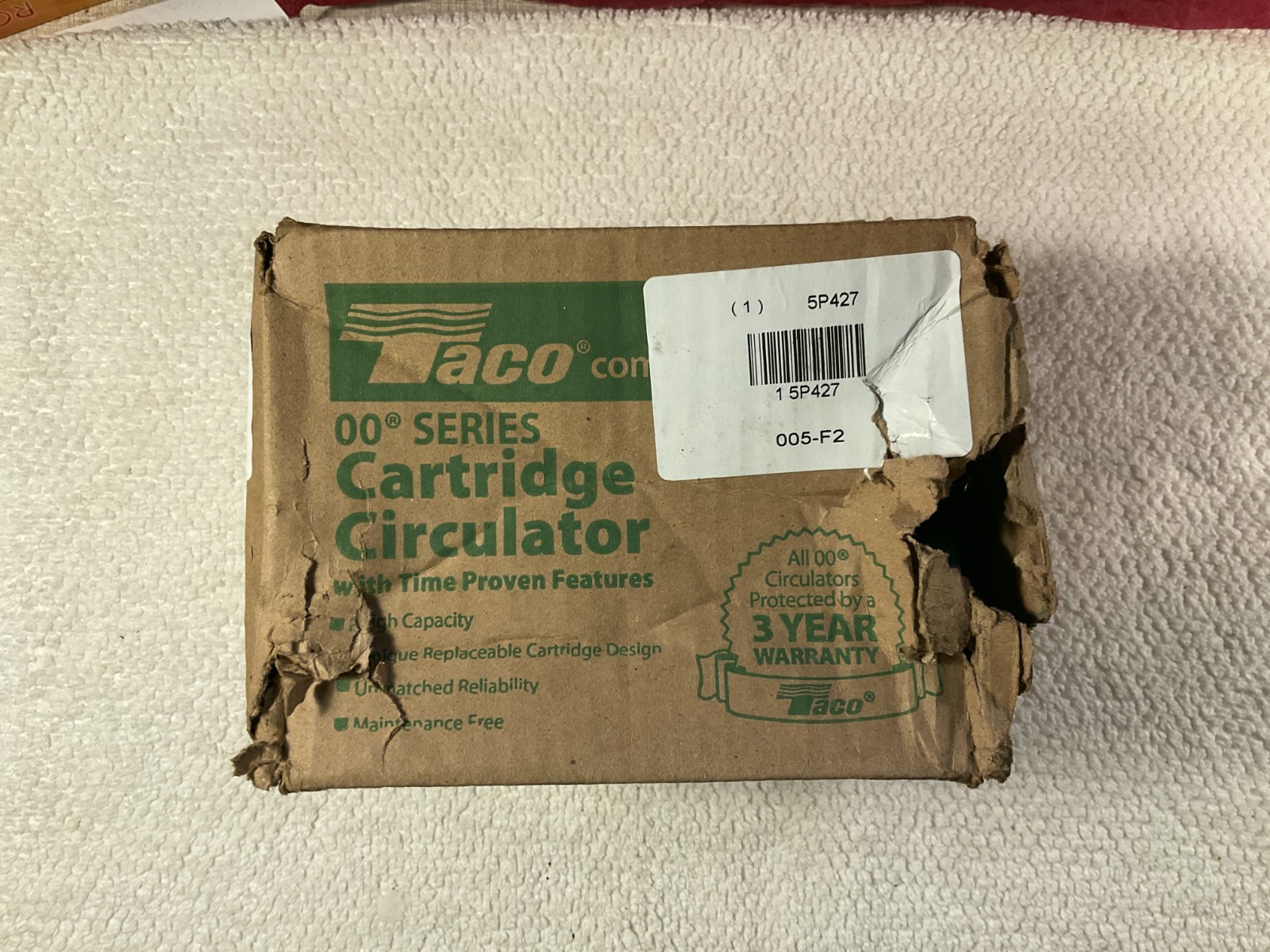 Taco Cartridge Circulator Pump, Cast Iron 005-F2 New In Open Box