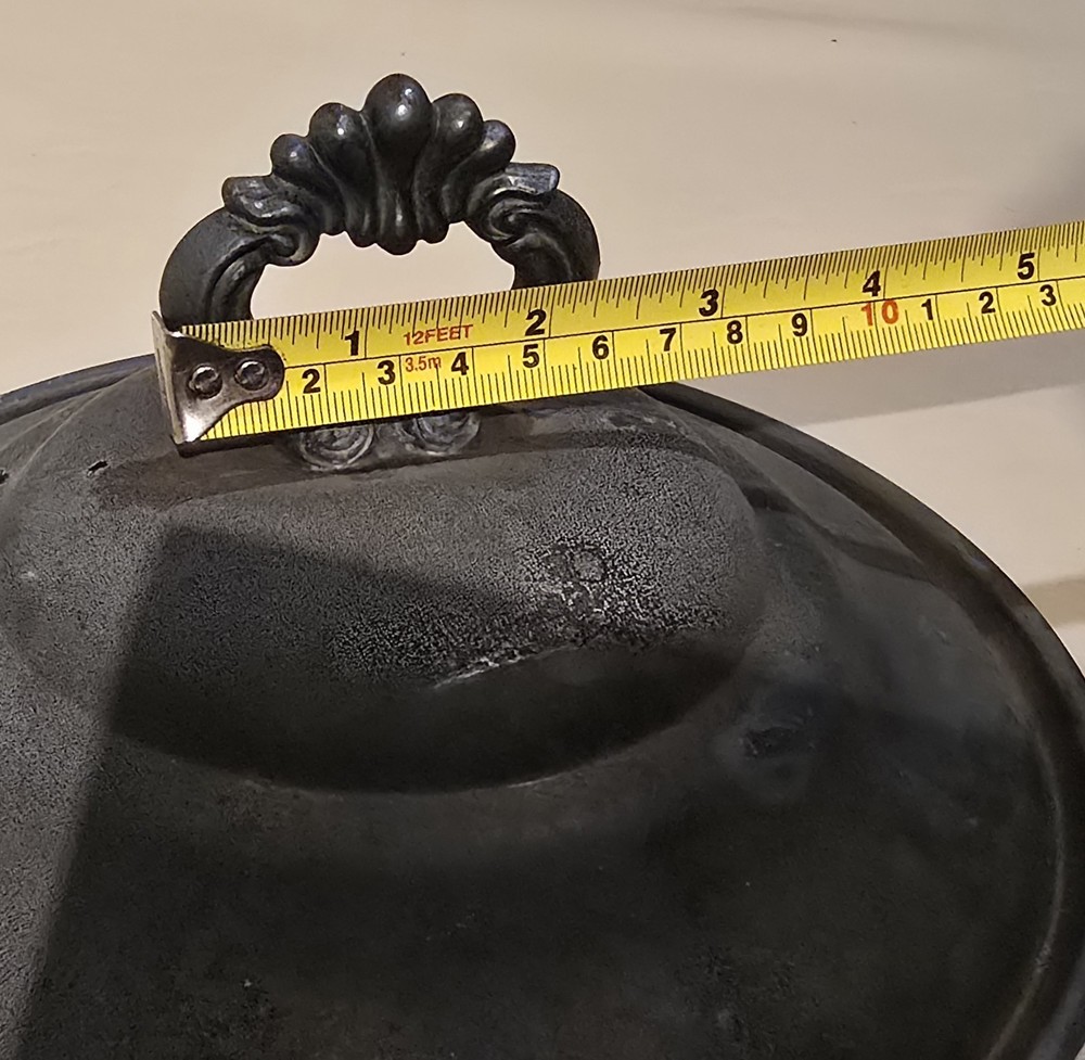 8½" Vintage Silver Plate Lid with Ornate Handle Server Tool