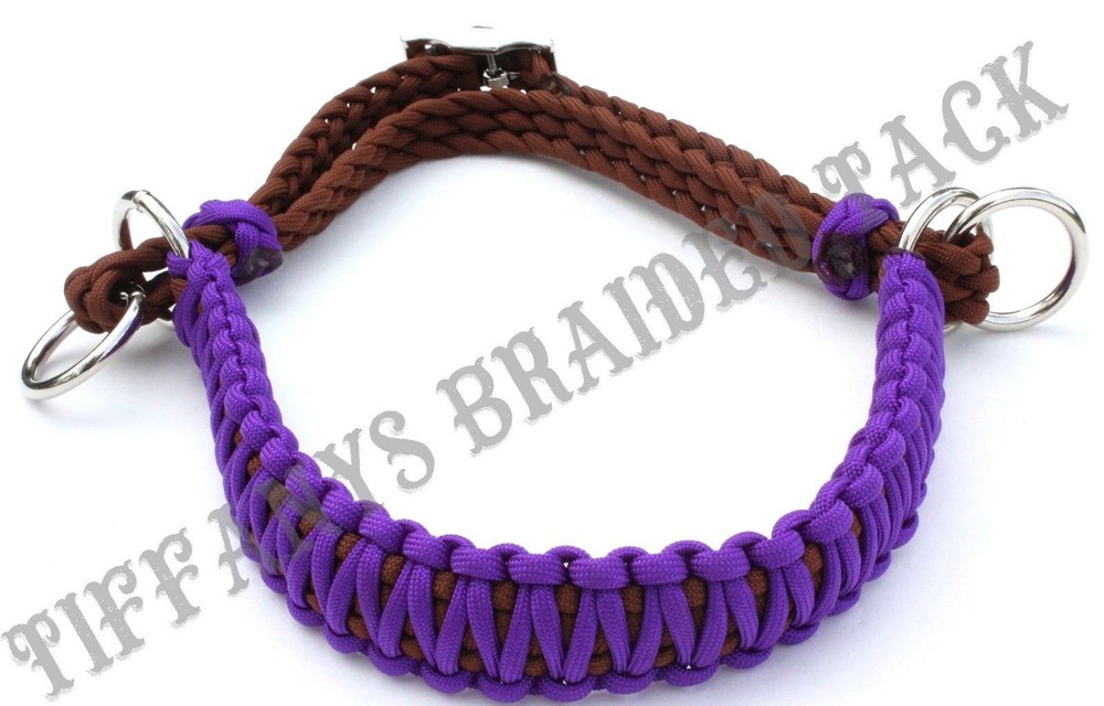 side pull hackamore attachment with a whoa neon purple