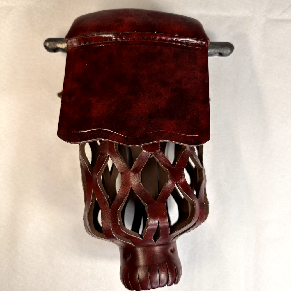 Burgundy Leather Sheild Pocket Pool Table Replacement Pocket Drop Bag