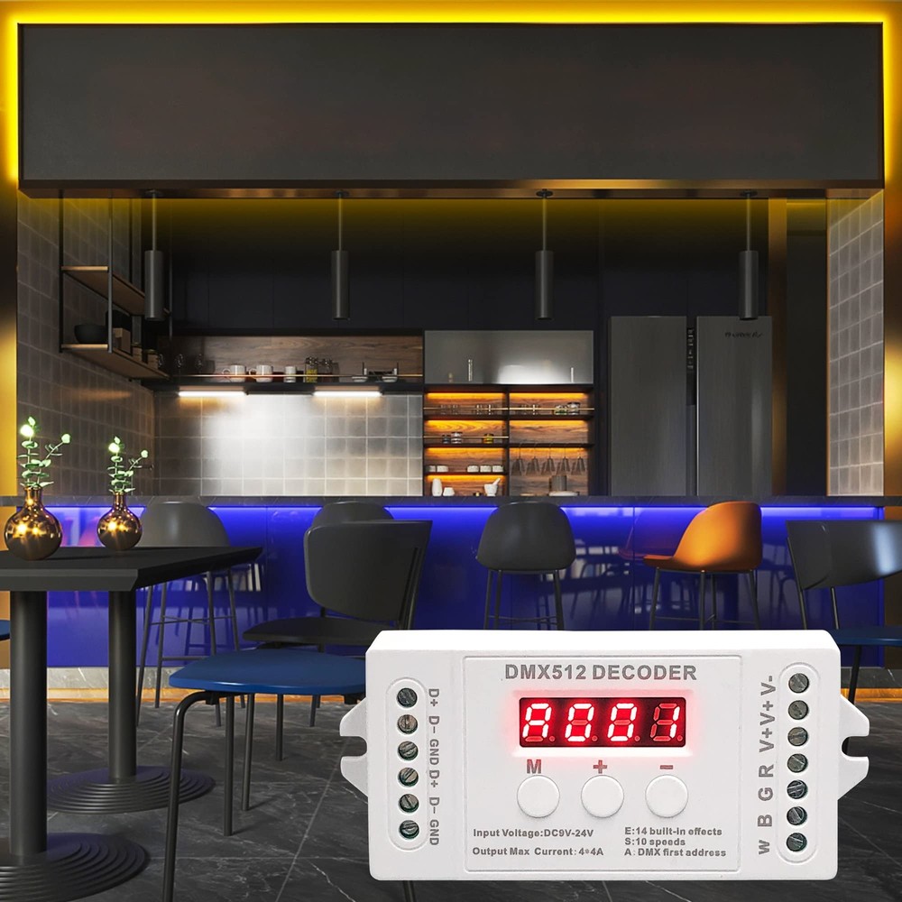 4 Channel RGBW DMX Decoder with Digital Display RGBW DMX512 Mini Decoder DMX ...