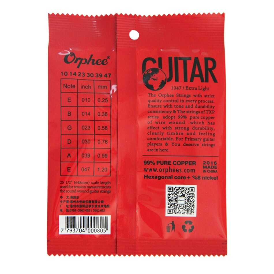 10Set Orphee TX620 Extra Light Guitar Strings 010-047inch Thin 6pcs String/set