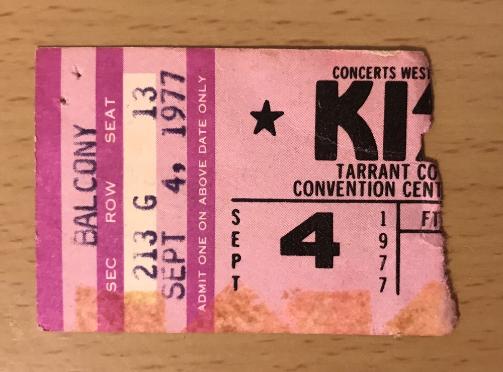 1977 KISS / STYX LOVE GUN TOUR FORT WORTH CONCERT TICKET STUB DESTROYER DYNASTY