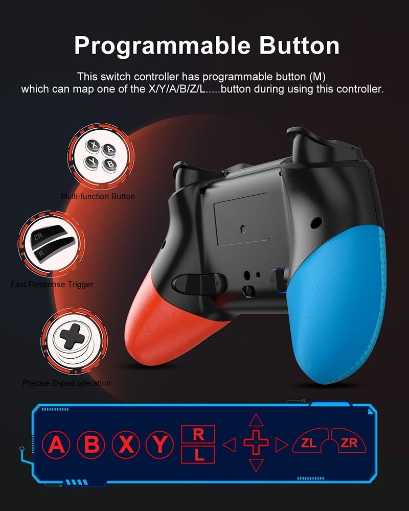 Switch Controller for Nintendo with Wake Up, Bluetooth Gamepad Remote Grip with