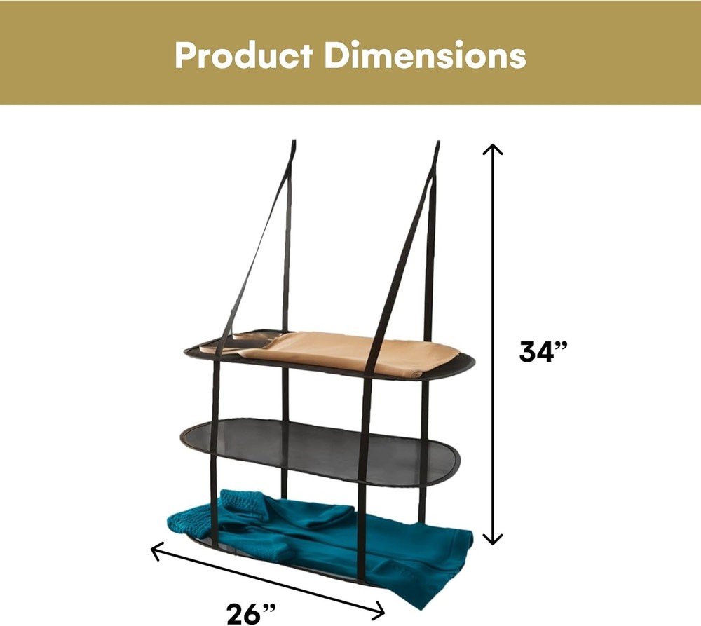 3 Tier Over Door Drying Rack Polyester Breathable Mesh Small Spaces