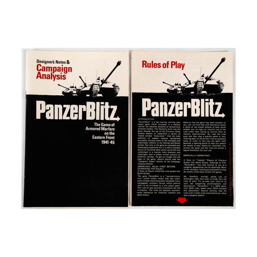 Avalon Hill PanzerBlitz PanzerBlitz (1st Ed) - Rules Only! VG