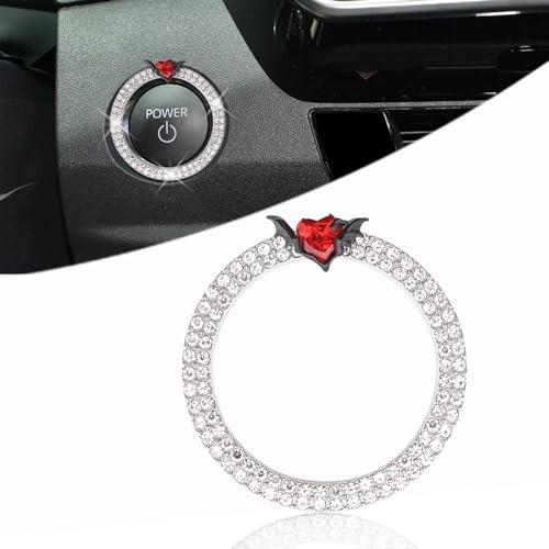 Red Devil Heart Push Start Button Ring Car Decor for Women Girly Engine Start