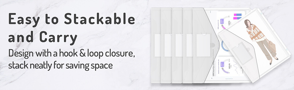 10 Pack 8.6 x 11.6 inches 3 Ring Clear Poly Binder Pocket with Hook Loop Closure