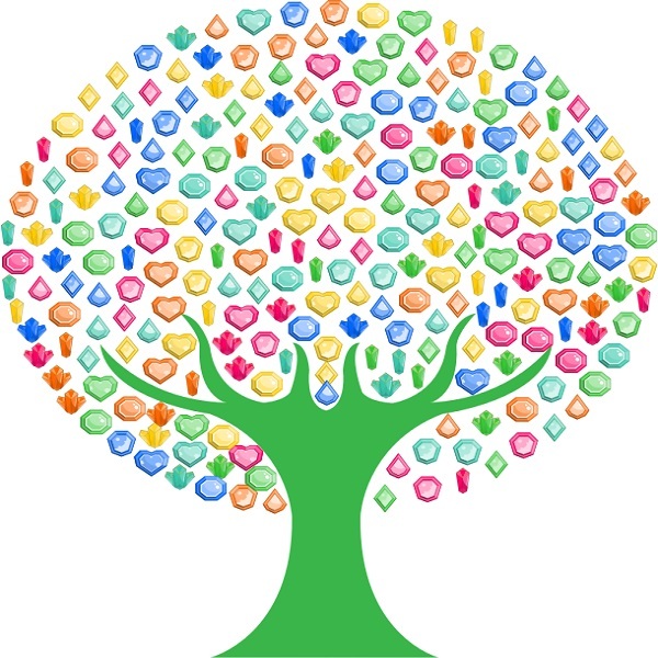 30 Custom Colorful Gems Tree Personalized Address Labels